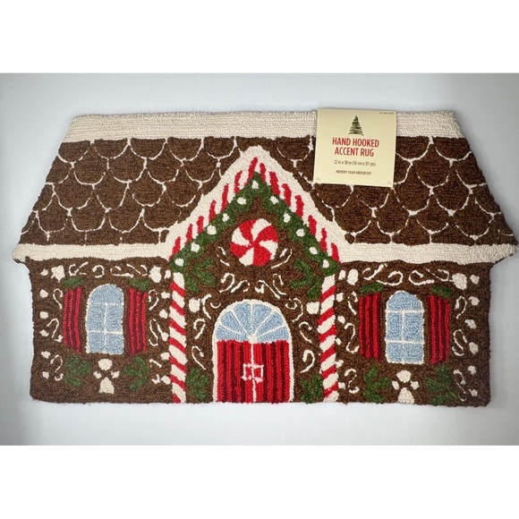 Unbranded Other - Christmas GingerBread Rug ~ Hand Hooked ~ Memory Foam Padding ~ 22” x 38”